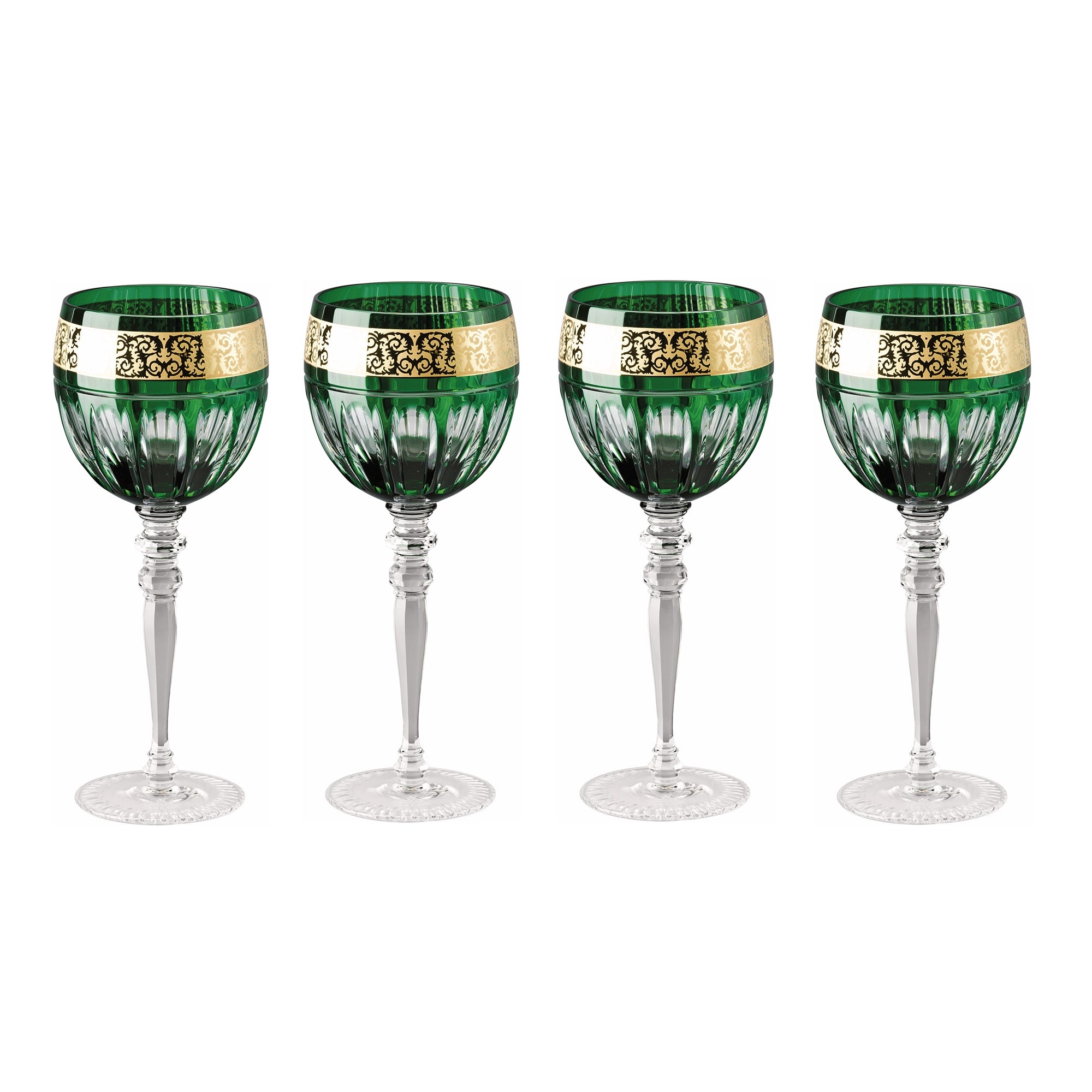 Set of 4 red wine glasses, 9.8 oz, Prestige Gala Green - VERSACE