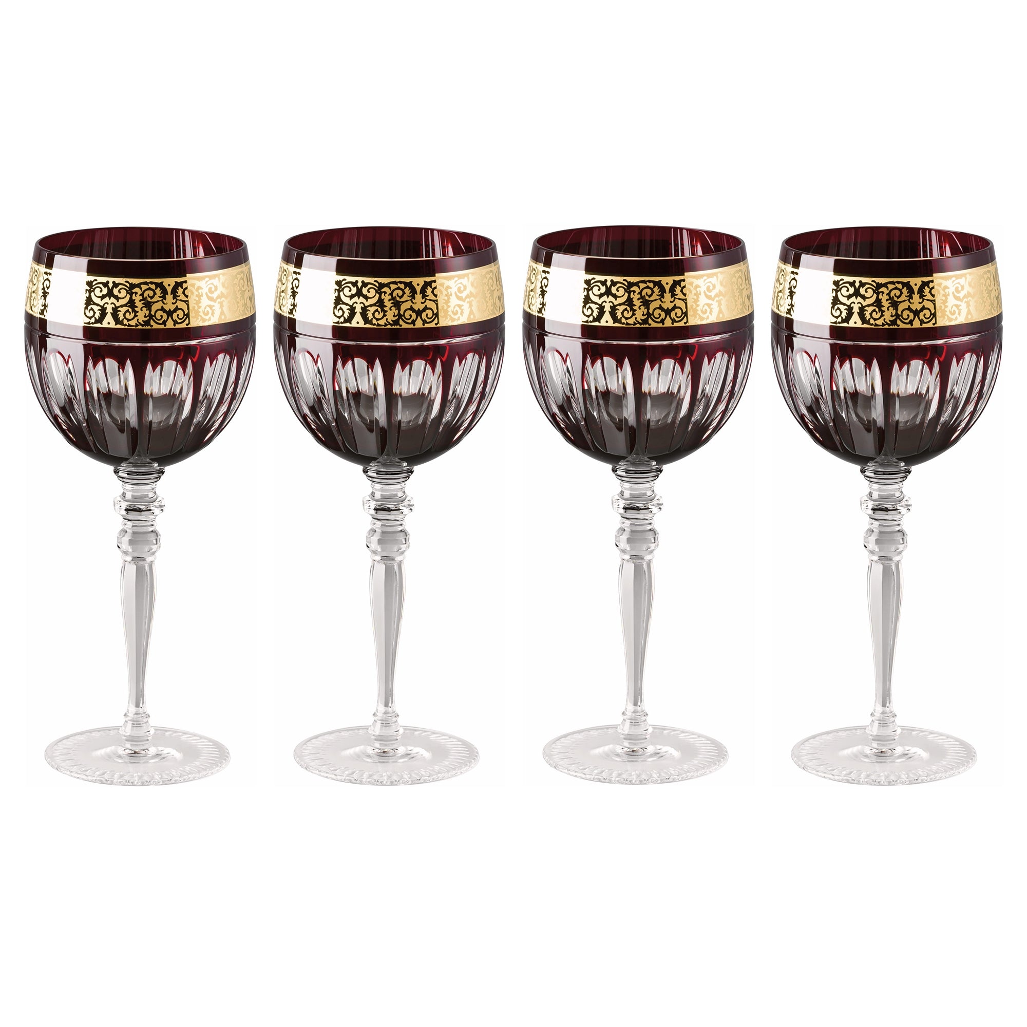 Set of 4 water glasses, 10.8 oz, Prestige Gala Red - VERSACE