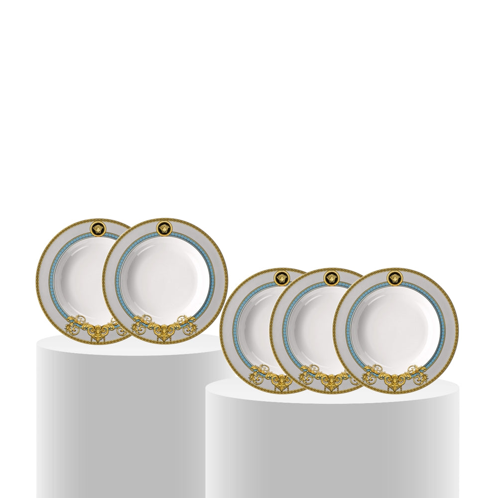 Set of 5 soup plates, 8.82 in, Prestige Gala Bleu - VERSACE