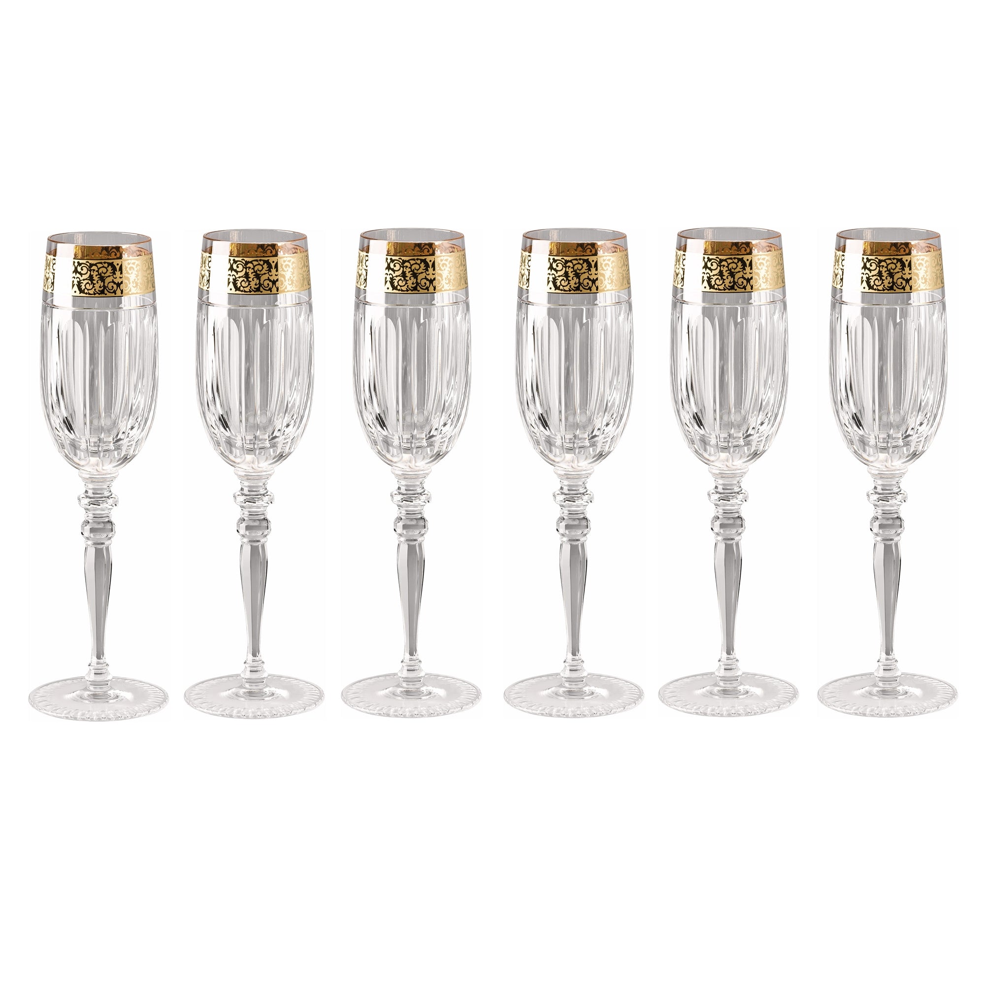 Set of 6 champagne glasses, 6 oz, Prestige Gala Clear - VERSACE