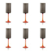 Set of 6 Champagne Glasses, grey/red, Salicornia - SALVIATI