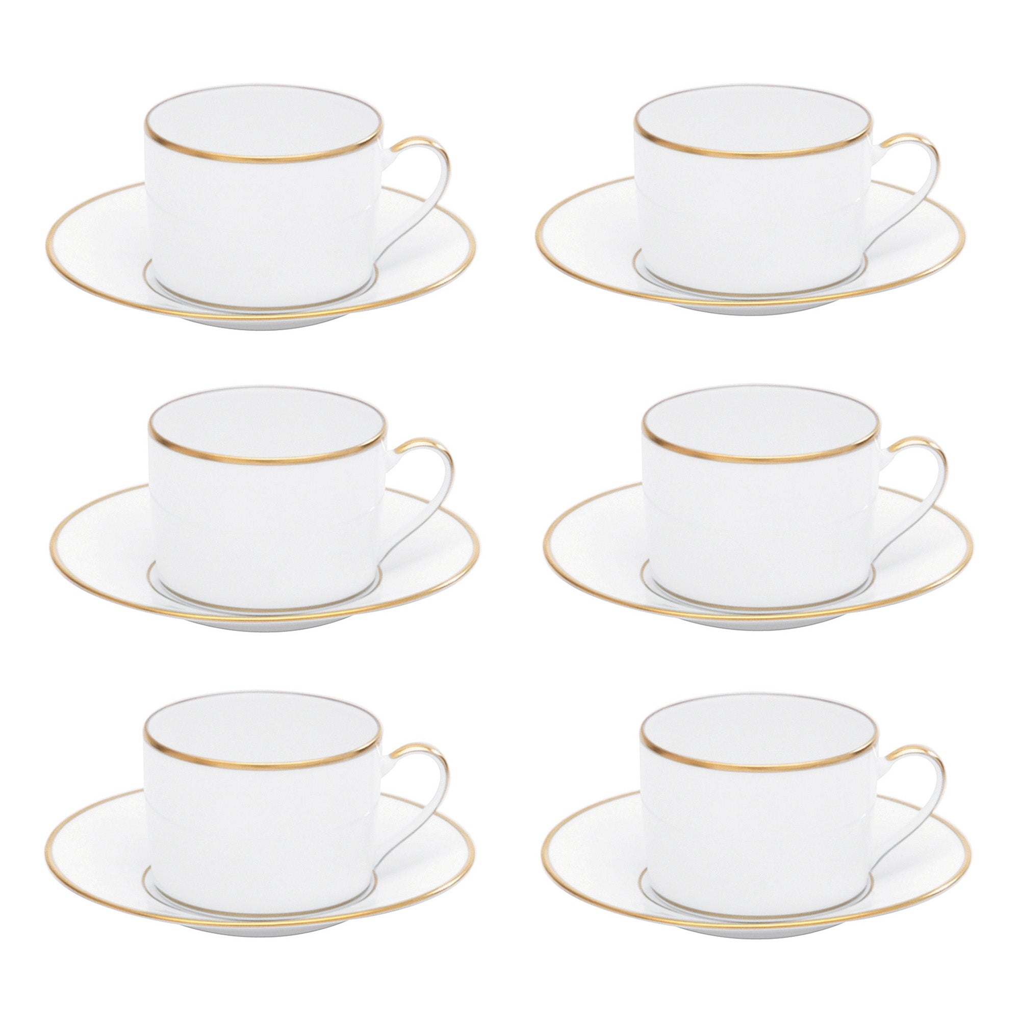 Set of 6 tea cups and saucers, 5 oz, Palmyre - BERNARDAUD