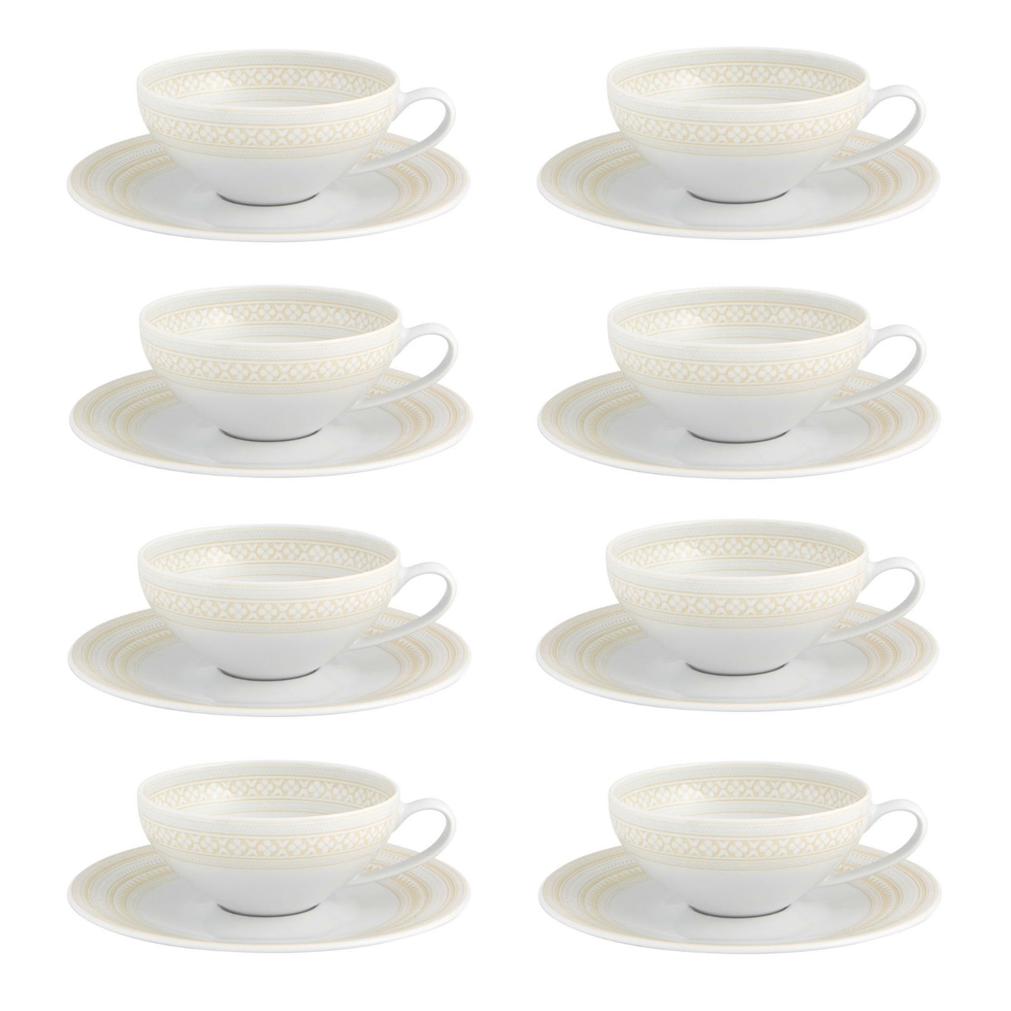 Set of 8 tea cups and saucers, 7.8 oz, Ivory - VISTA ALEGRE