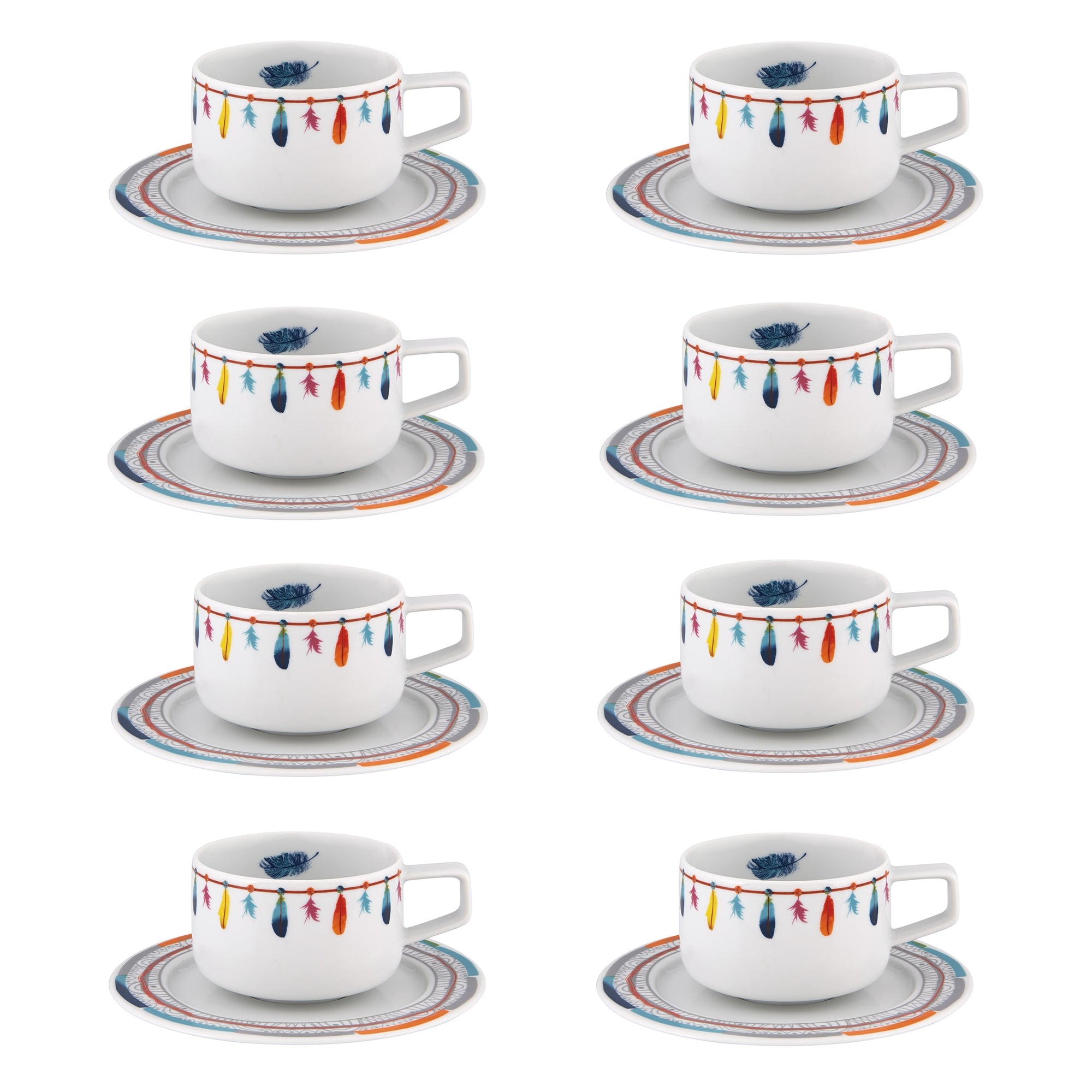 Set of 8 tea cups and saucers, 8.69 oz, Atrapasuenos - VISTA ALEGRE