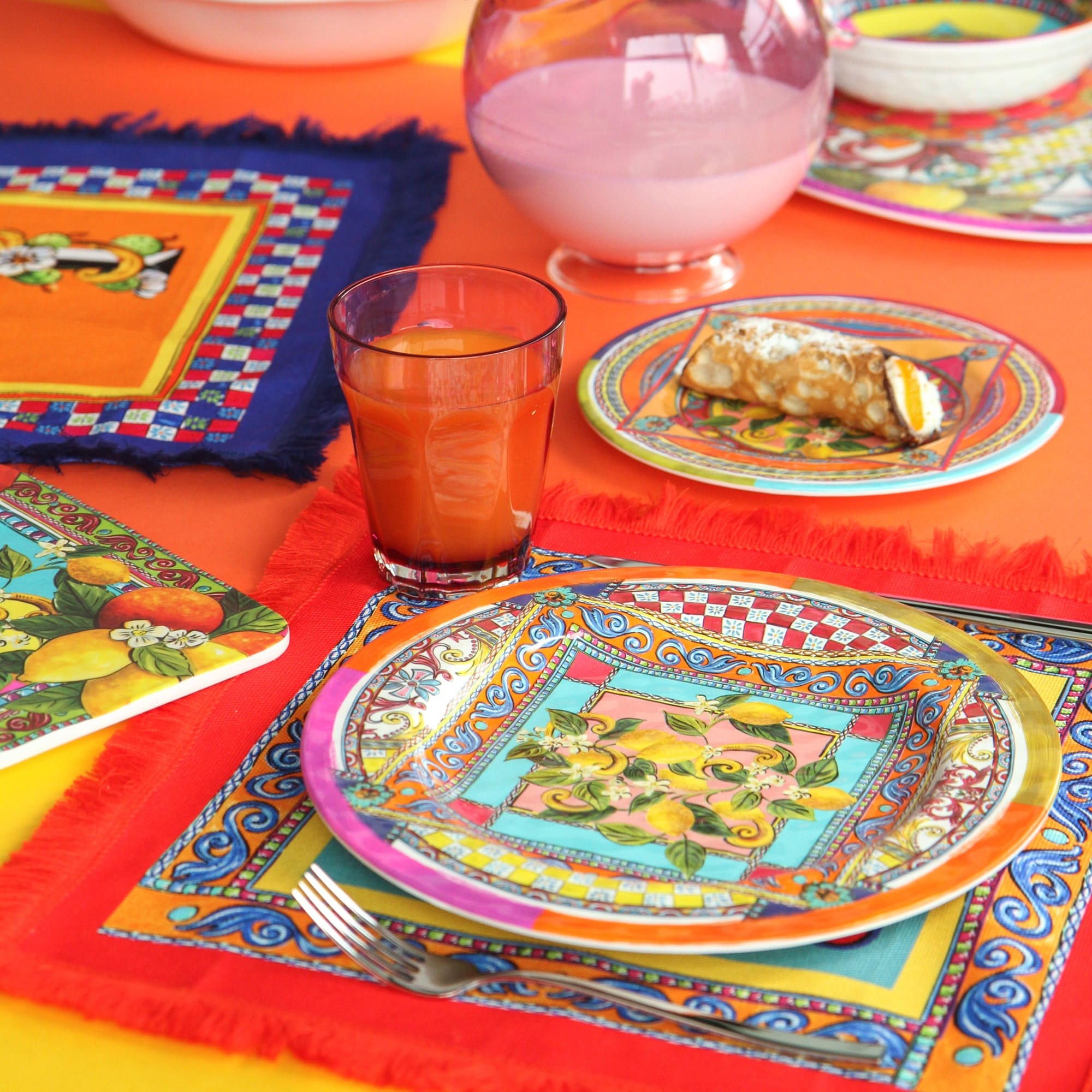 Dinner set, melamine, 18 pieces, Ortigia - BACI MILANO