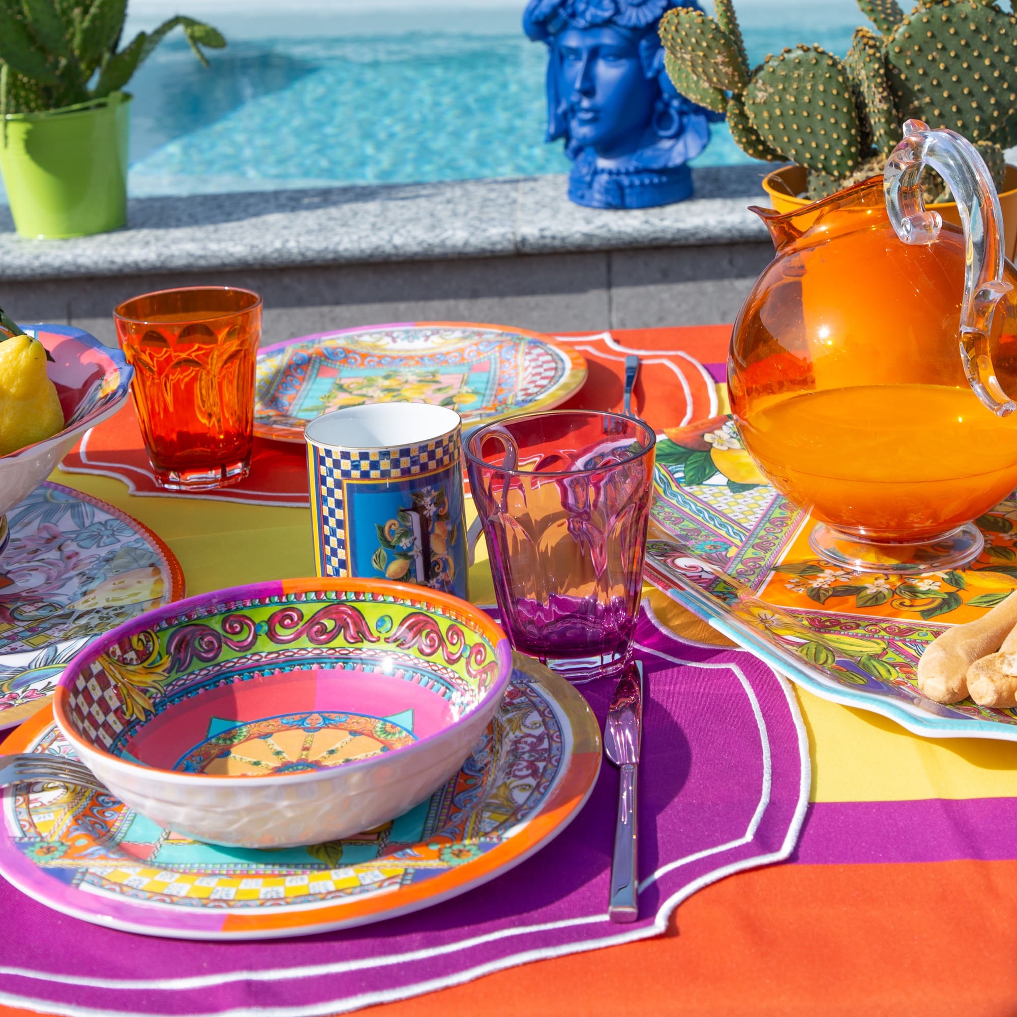 Dinner set, melamine, 18 pieces, Ortigia - BACI MILANO