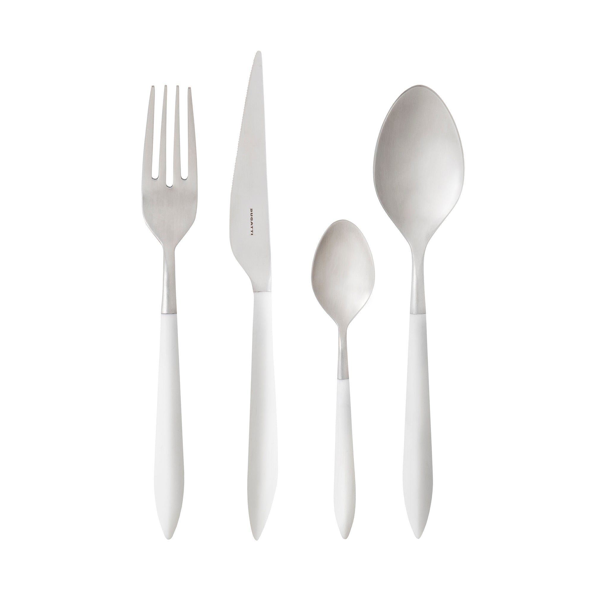 24-Piece Stainless Steel Flatware Set, White/Steel, Ares - BUGATTI