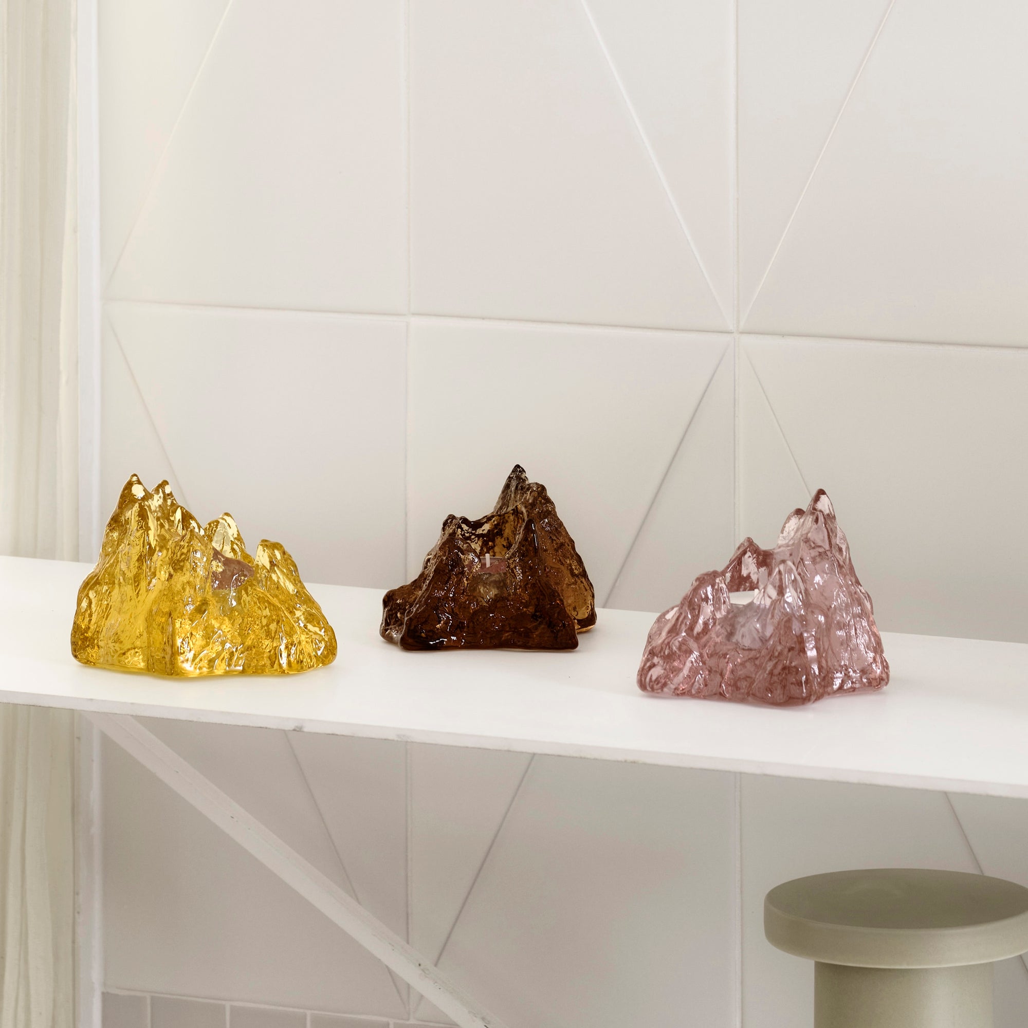 Crystal glass candlestick, Bronze, 5.5 inches, The Rock by Hanna Hansdotter - KOSTA BODA