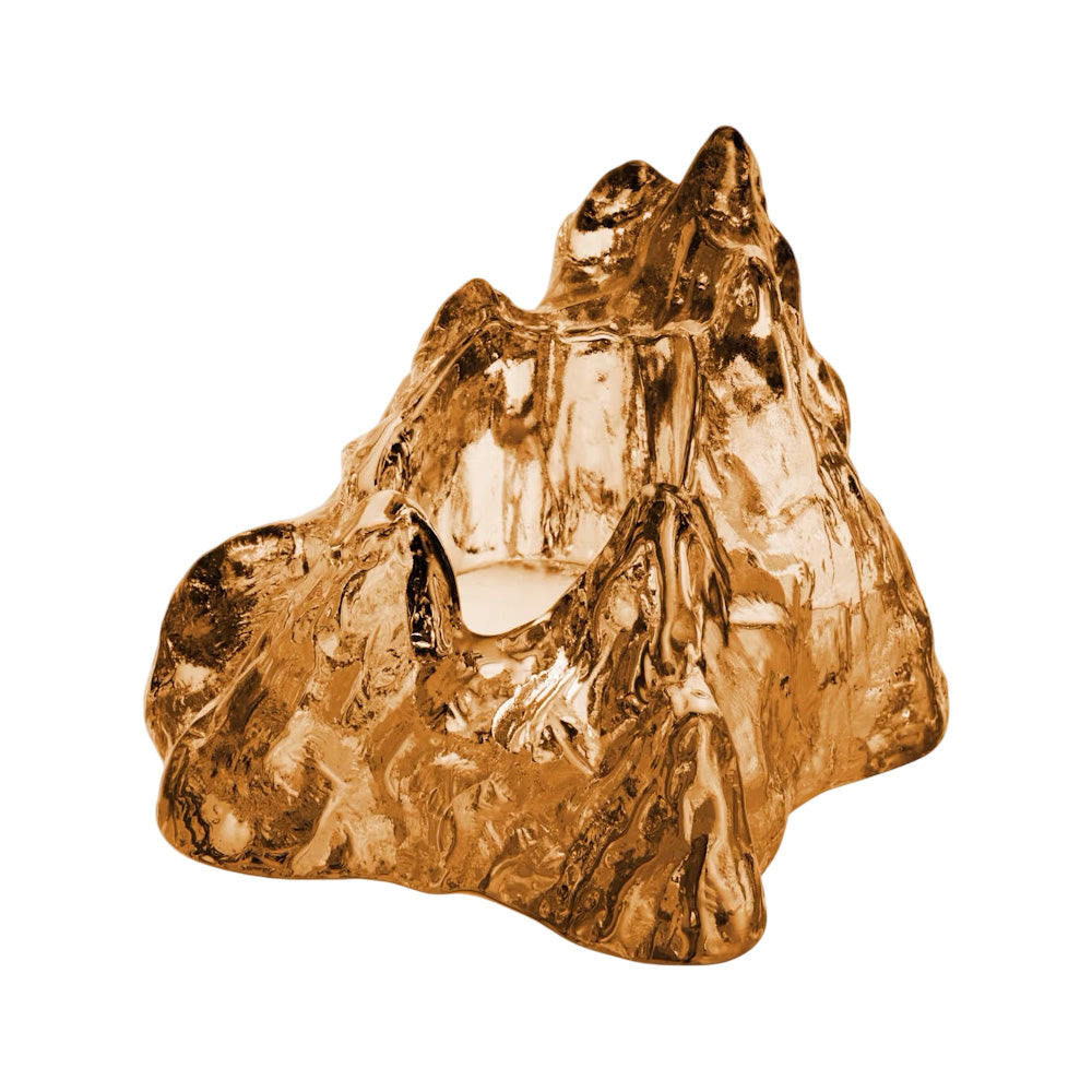 Crystal glass candlestick, Bronze, 5.5 inches, The Rock by Hanna Hansdotter - KOSTA BODA