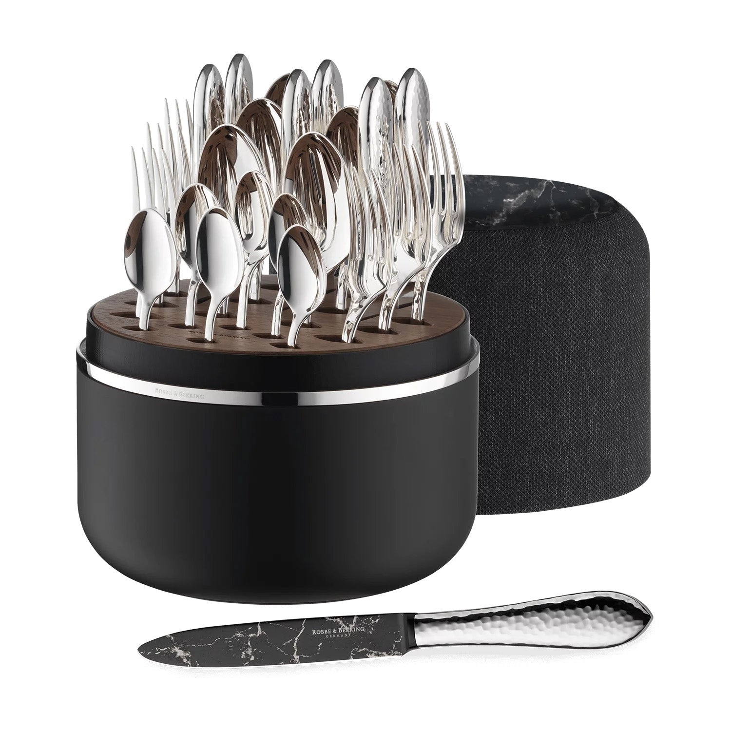 Silver-Plated Flatware Set, 24 Pieces, Martele Marble Cut - ROBBE & BERKING