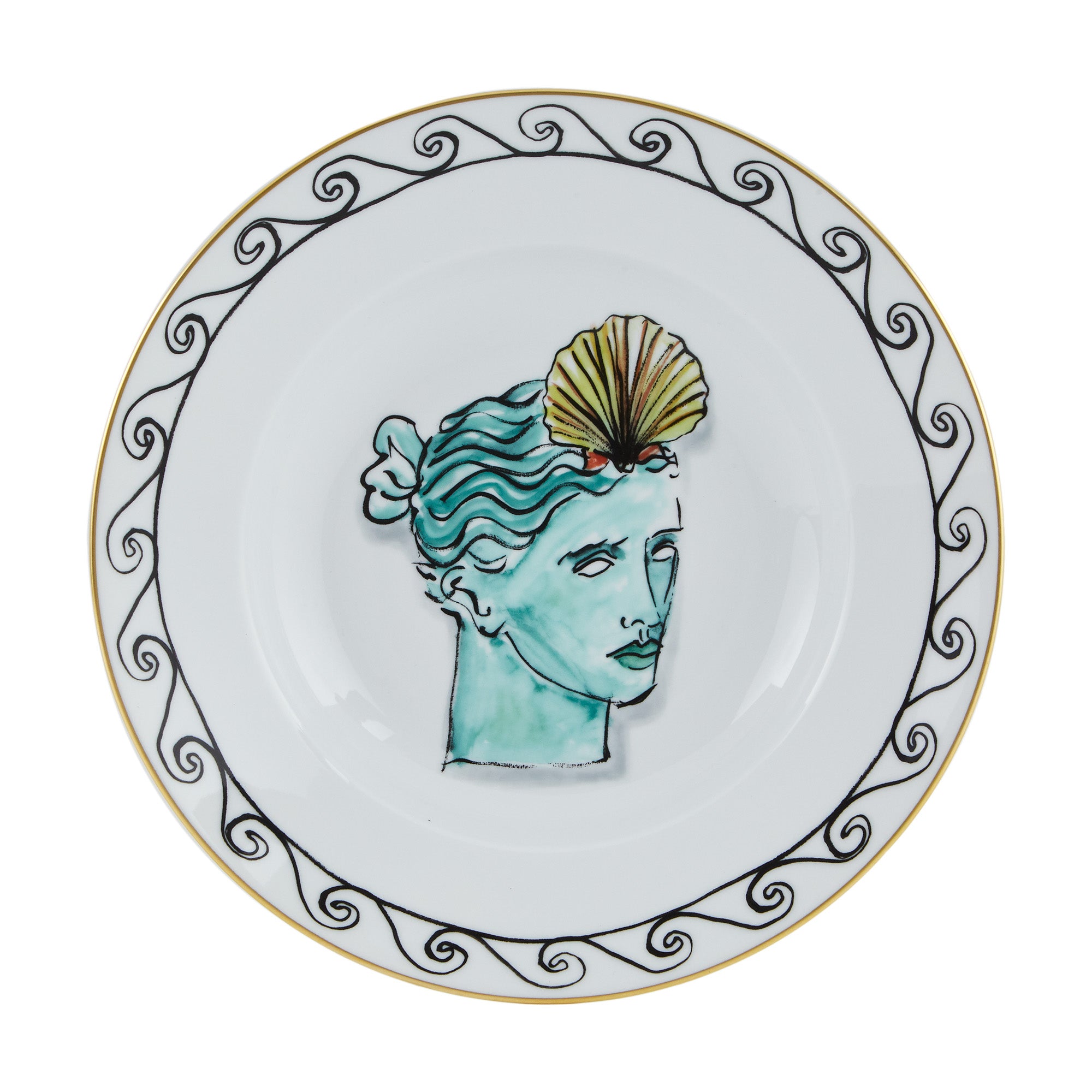Soup plate, 9.65 in, Il Viaggio di Nettuno White - GINORI 1735