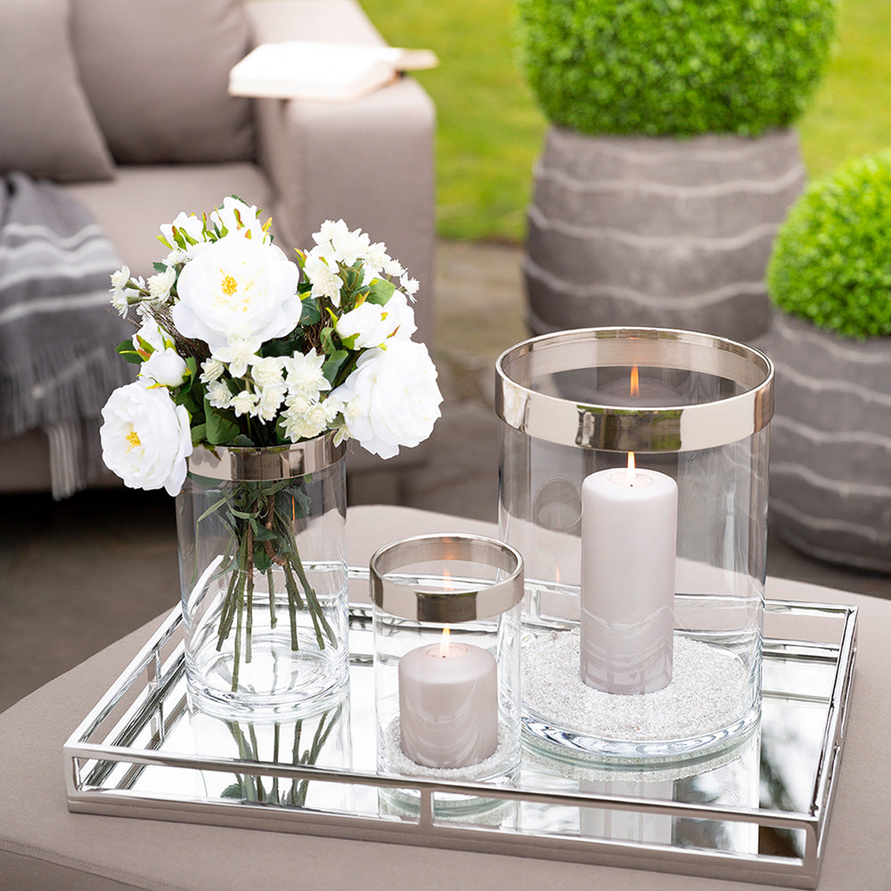 Stainless Steel Tray with Mirror, 19.69x11.81 in, Hommage - SIMONA'S COLLECTION