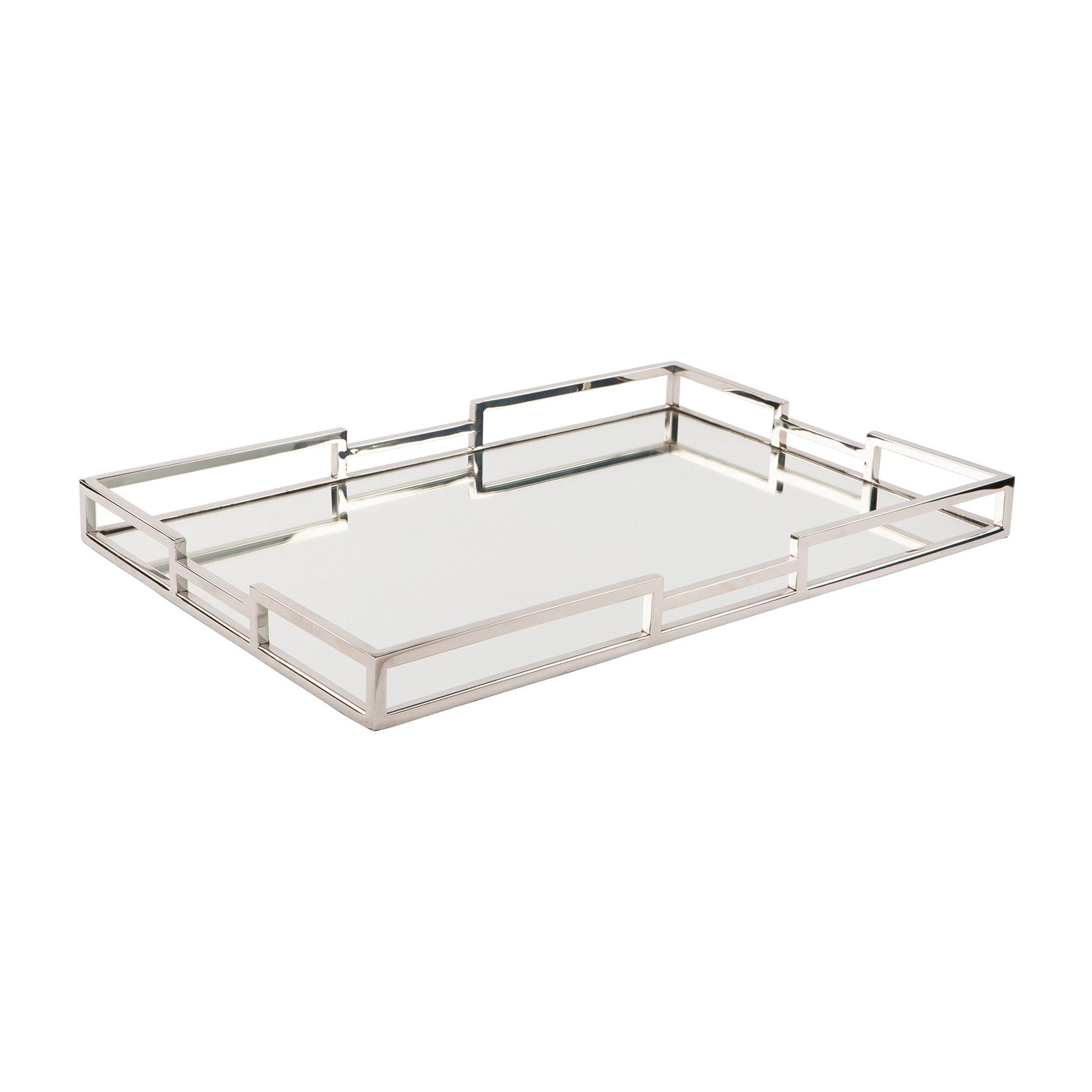 Stainless Steel Tray with Mirror, 19.69x11.81 in, Hommage - SIMONA'S COLLECTION