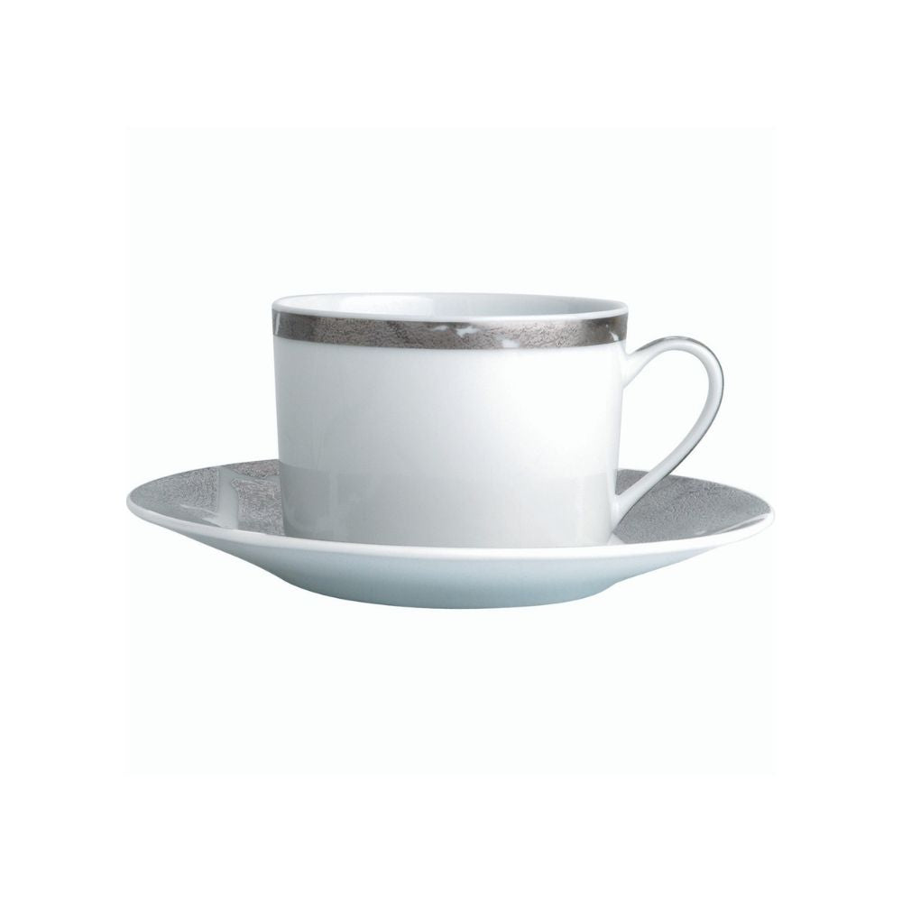 Tea cup and saucer, 5 oz, Feuille d'Argent - BERNARDAUD