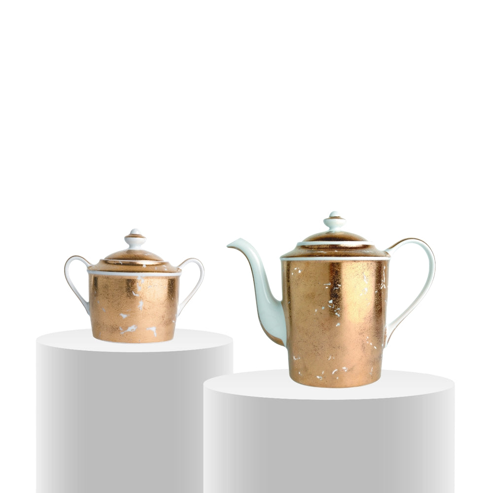 Tea serving set, 3 pieces, Feuille d'Or - BERNARDAUD