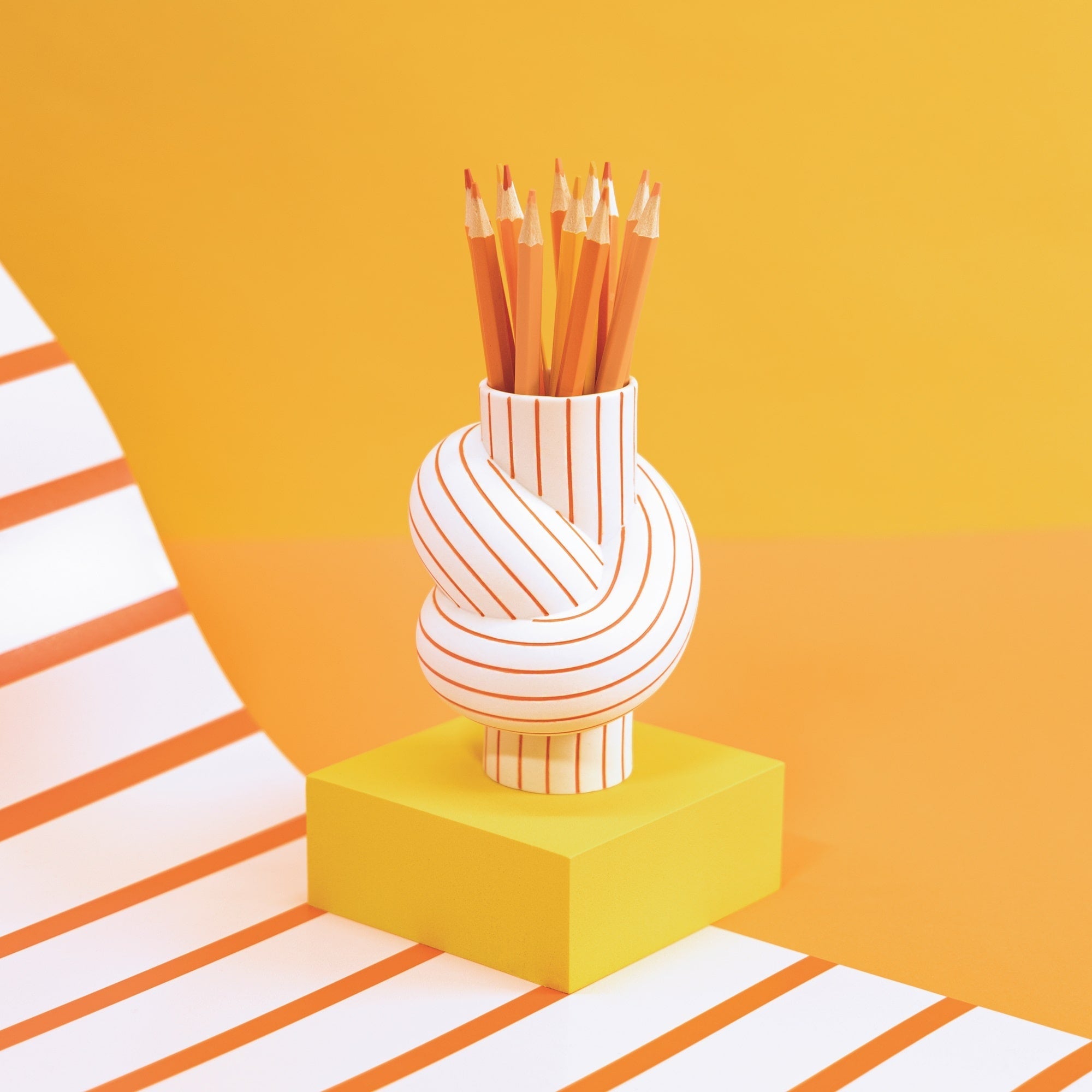 Porcelain vase, 4.7 inches, Node Stripes Mango by Martin Hirth - ROSENTHAL