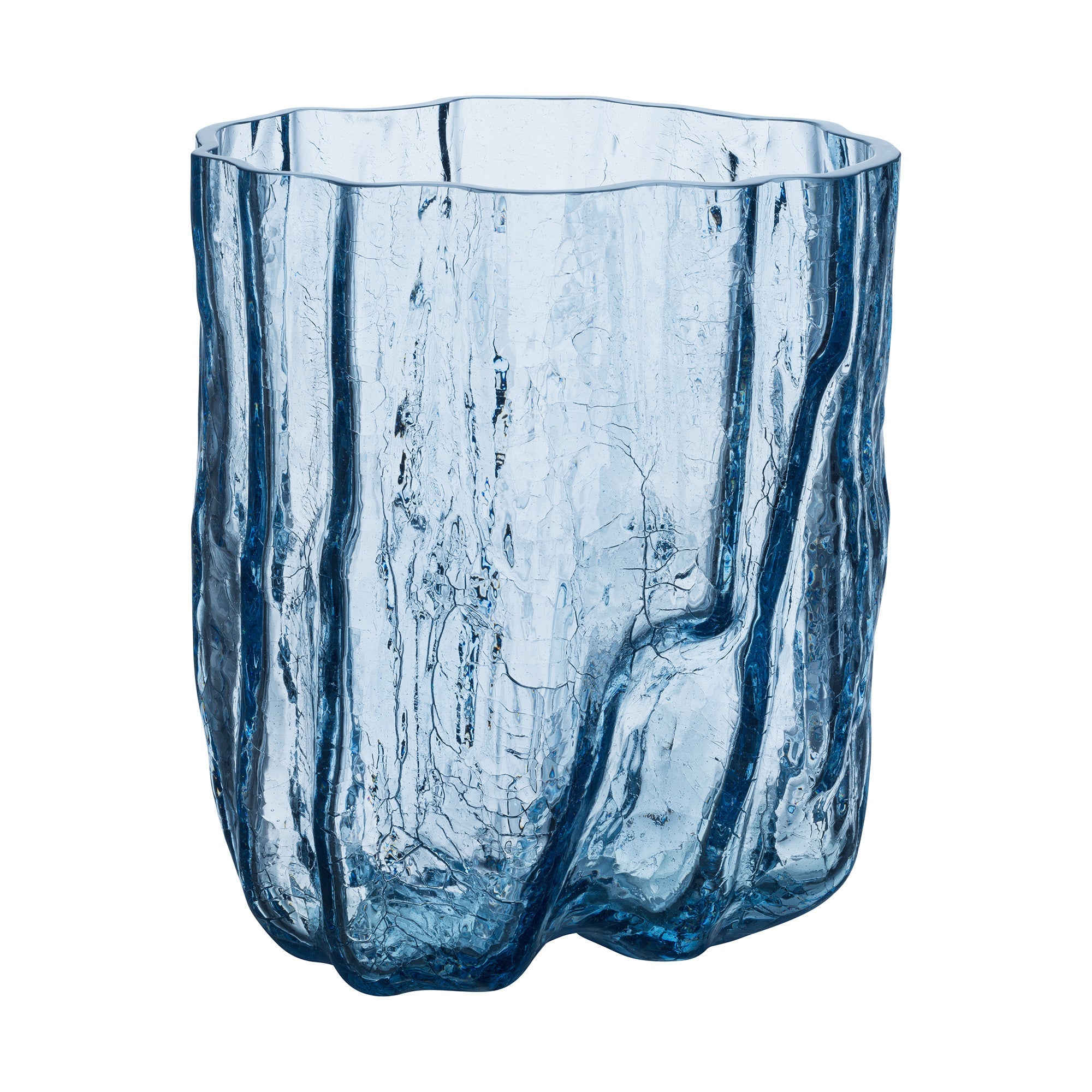 Glass Vase, Blue, 10.6 inches, Crackle by Asa Jungnelius - KOSTA BODA