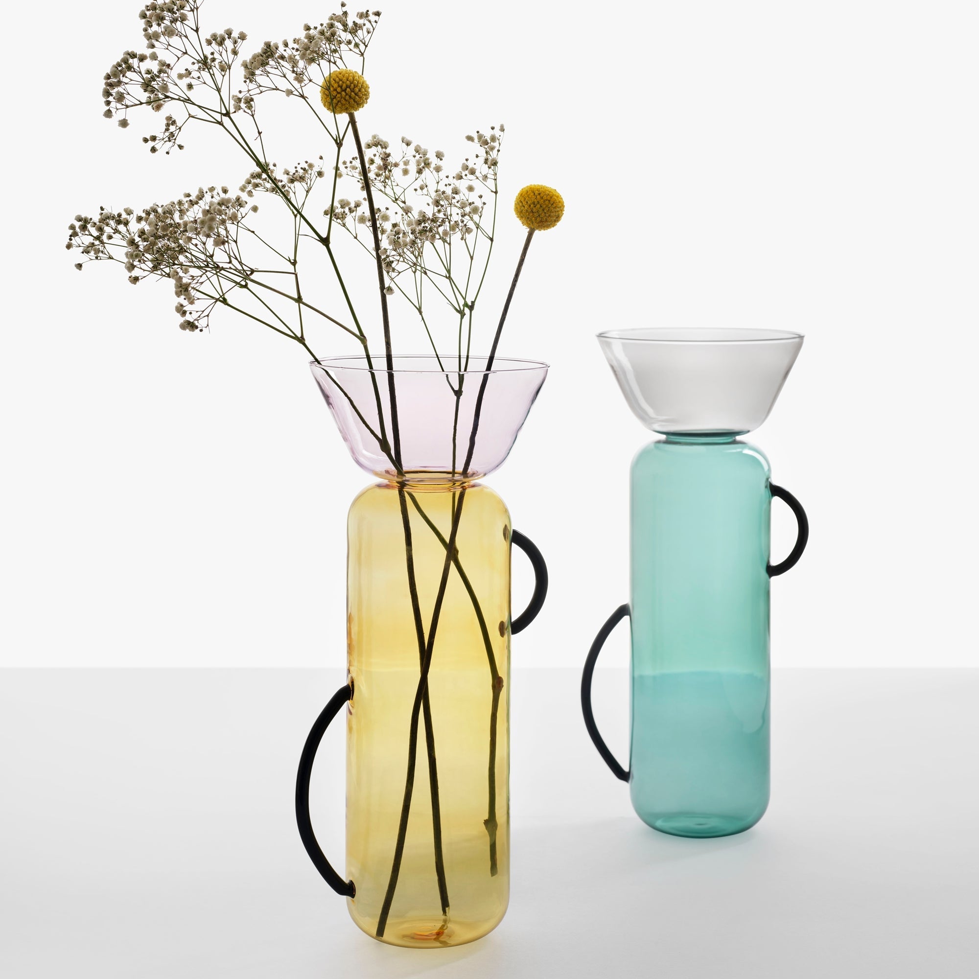 Glass vase, 13.78 in, yellow/pink, Gelee - ICHENDORF
