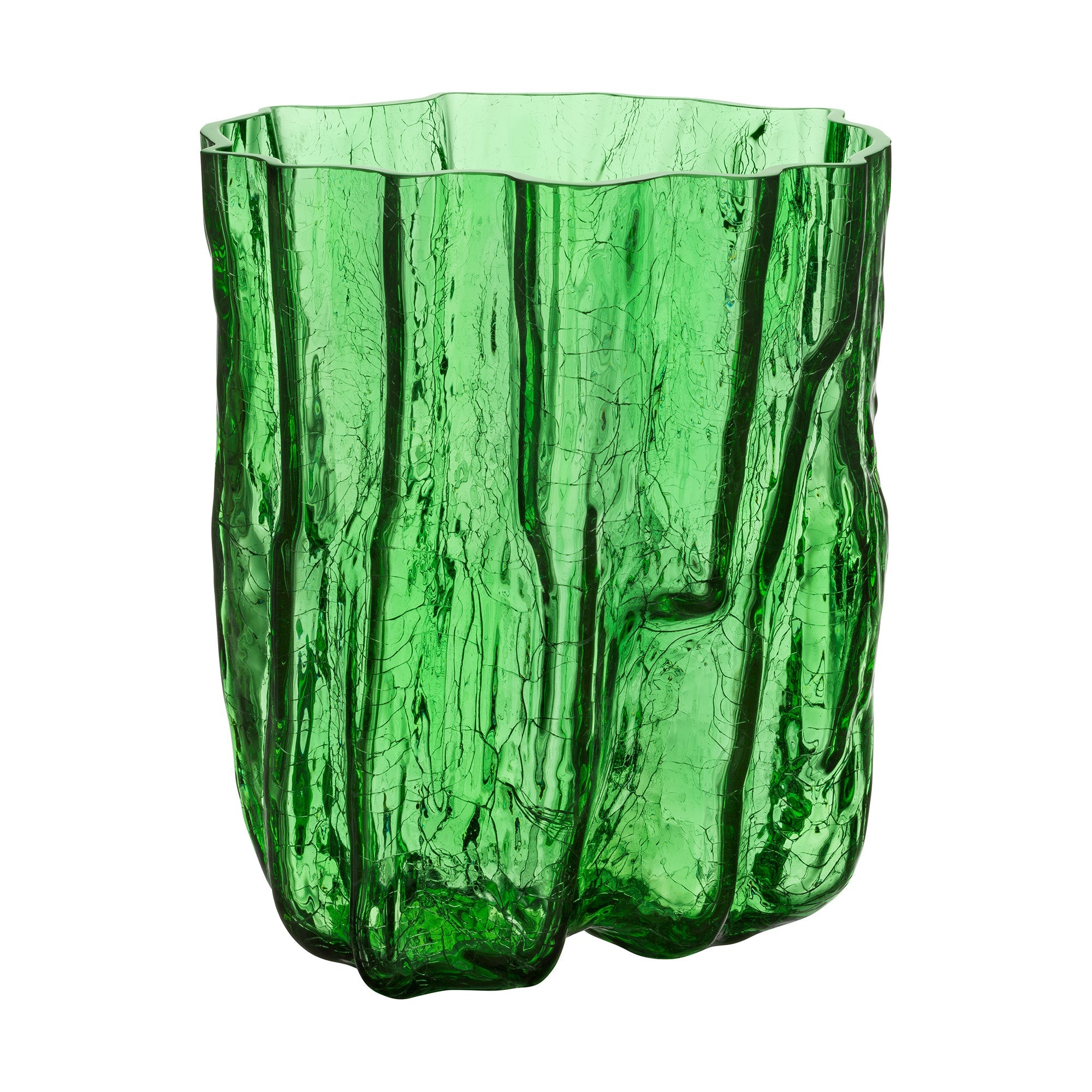 Glass Vase, Green, 10.6 inches, Crackle by Asa Jungnelius - KOSTA BODA