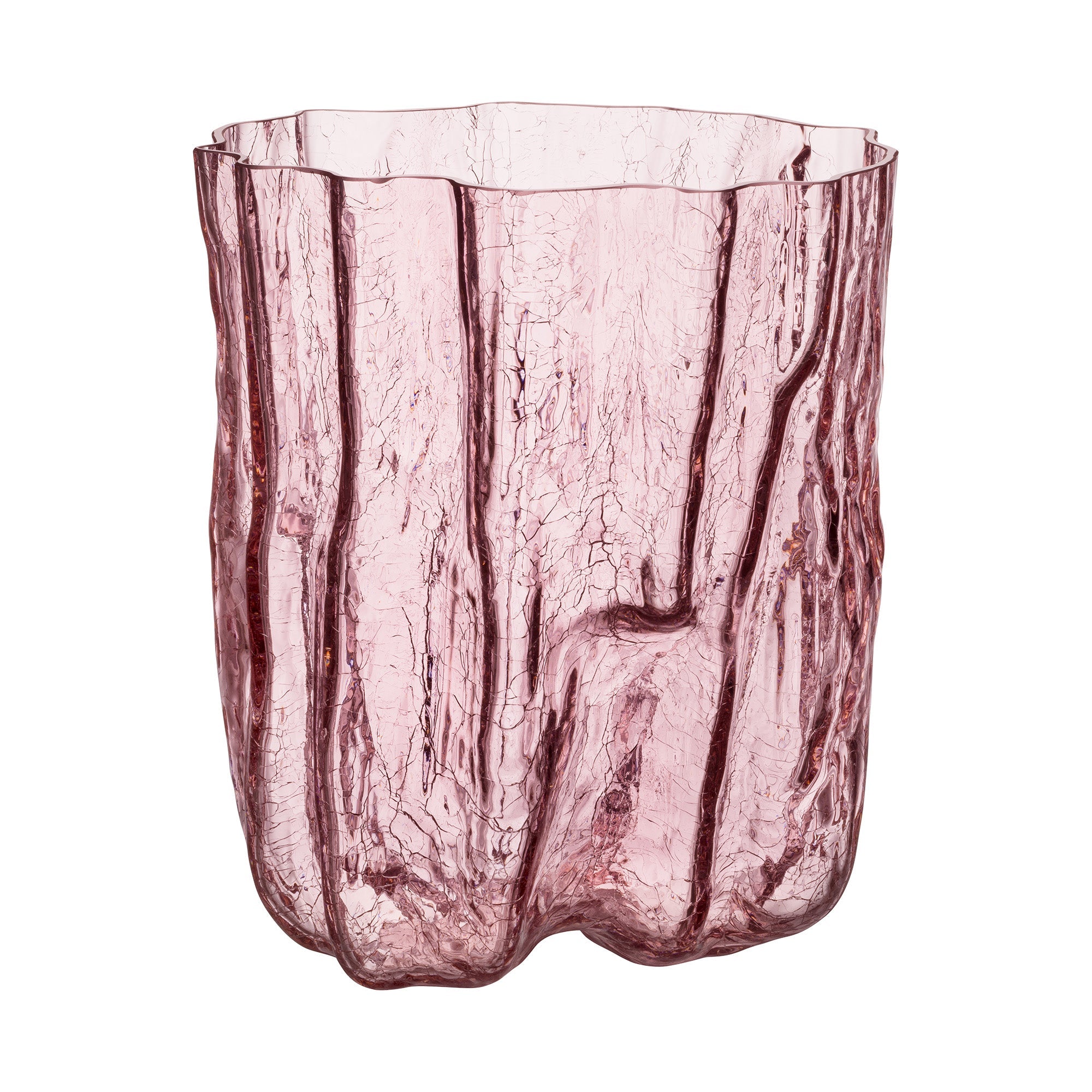 Glass vase, Pink, 10.6 inches, Crackle by Asa Jungnelius - KOSTA BODA