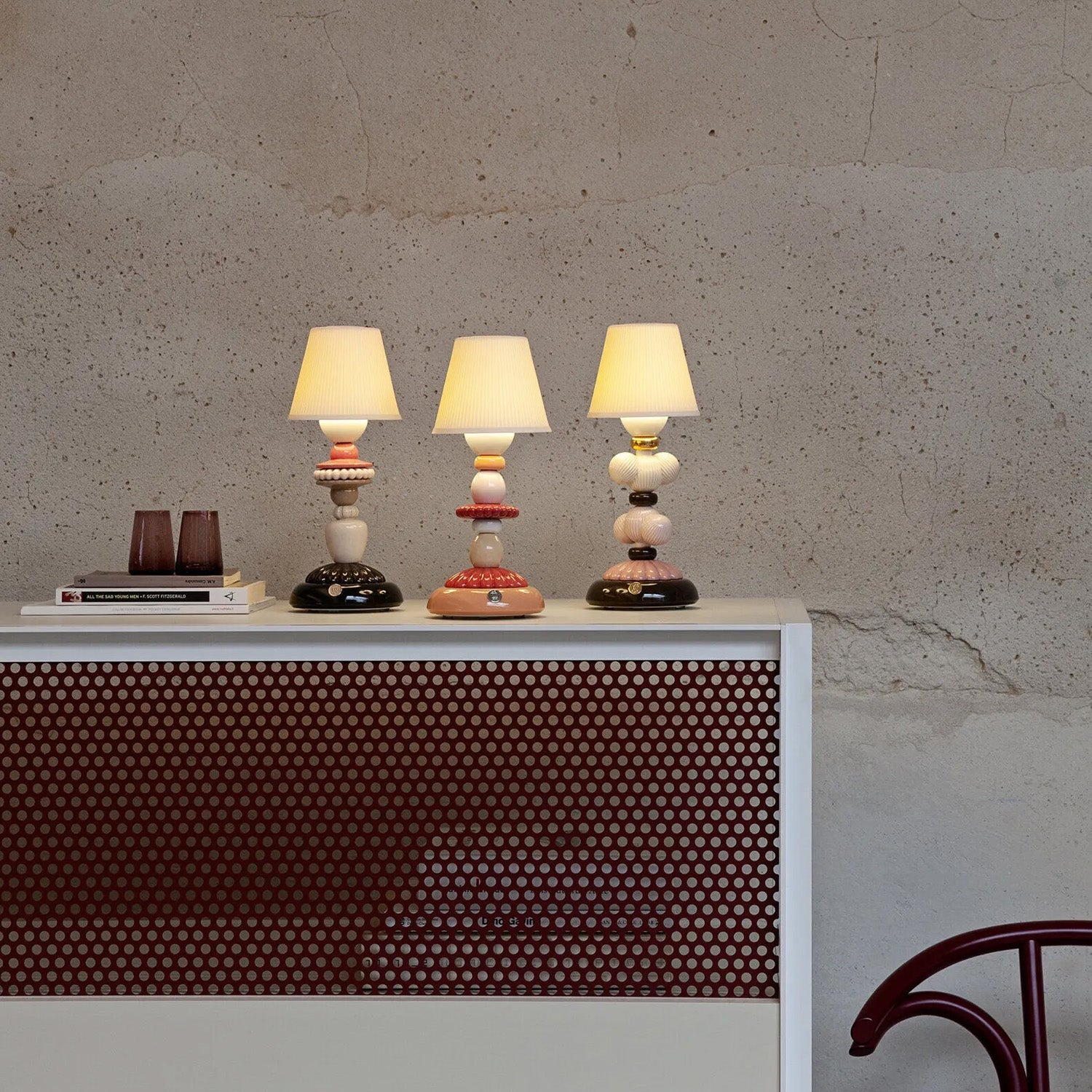 Lotus lamp, coral, Firefly - LLADRO