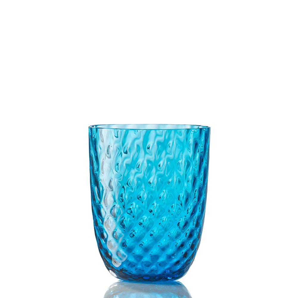 Water glass, 3.9 in, Balloton Turquoise, Idra - SIMONA'S COLLECTION