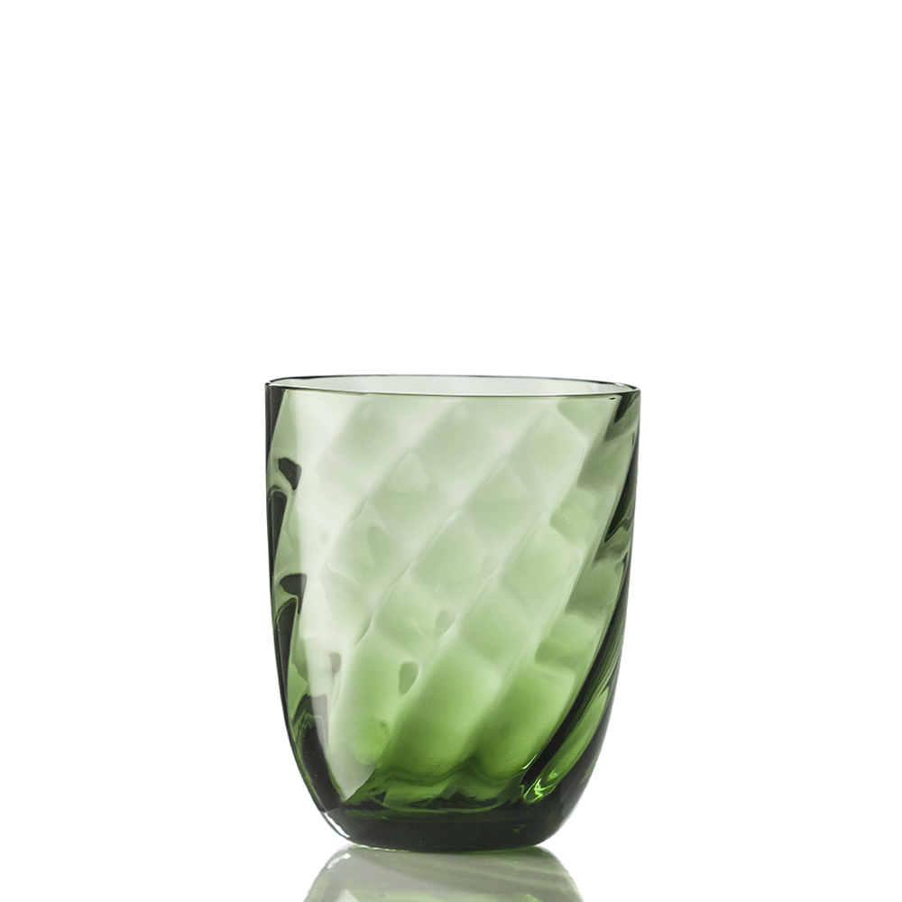 Water glass, 3.9 in, Optic Twisted Soraya Green, Idra - SIMONA'S COLLECTION