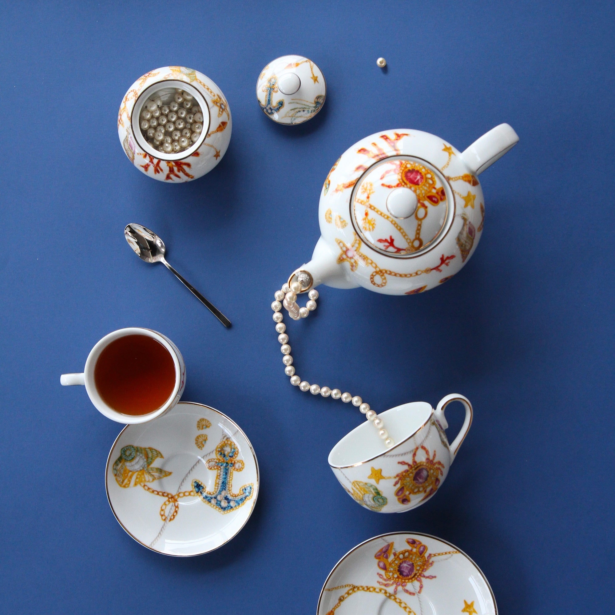 Porcelain sugar bowl, Portofino - BACI MILANO