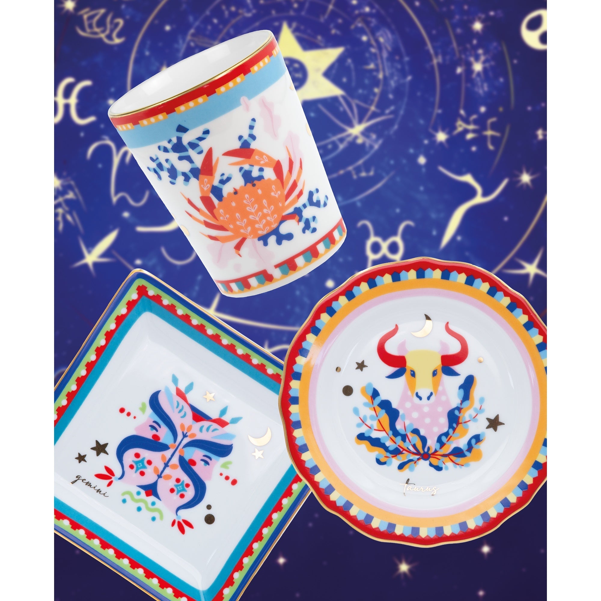 Bread and butter plate, porcelain, 6.3 inches, Zodiac Vibe Taurus - BACI MILANO