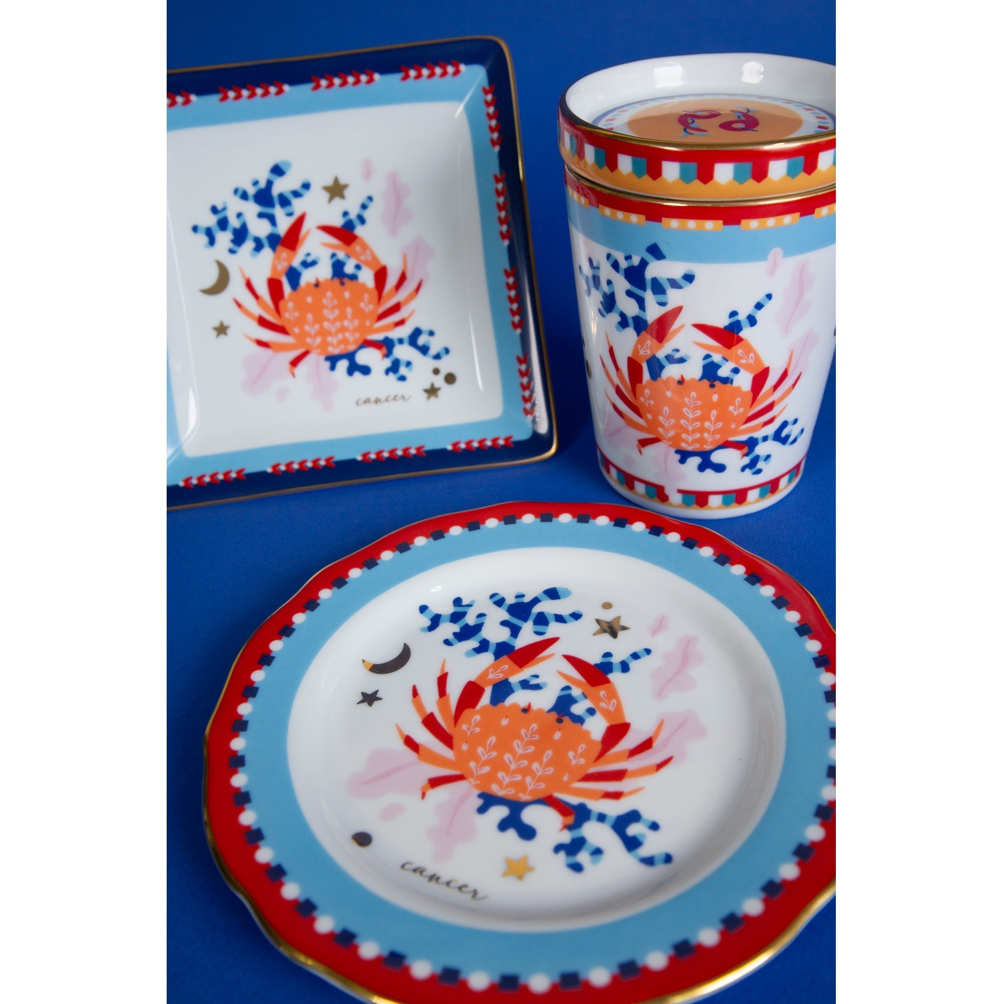 Tea cup and saucer, porcelain, Zodiac Vibe Libra -  BACI MILANO