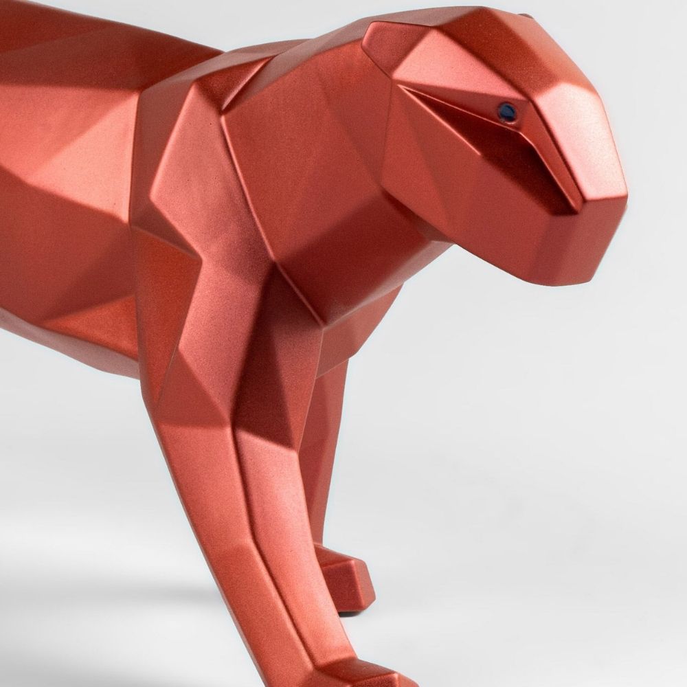 Porcelain sculpture, Metallic Red Panther, Origami - LLADRO