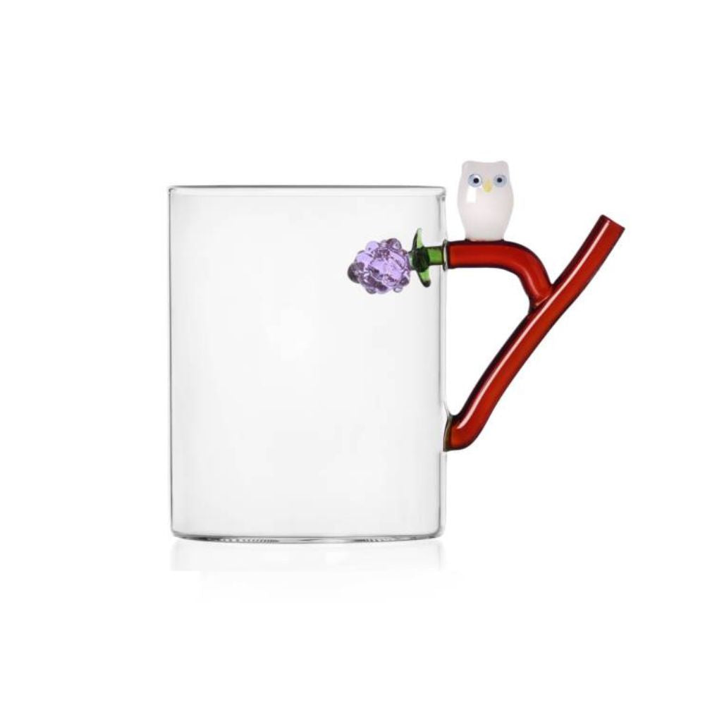 Glass mug, with owl, Fruits and Flower by Alessandra Baldereschi - ICHENDORF