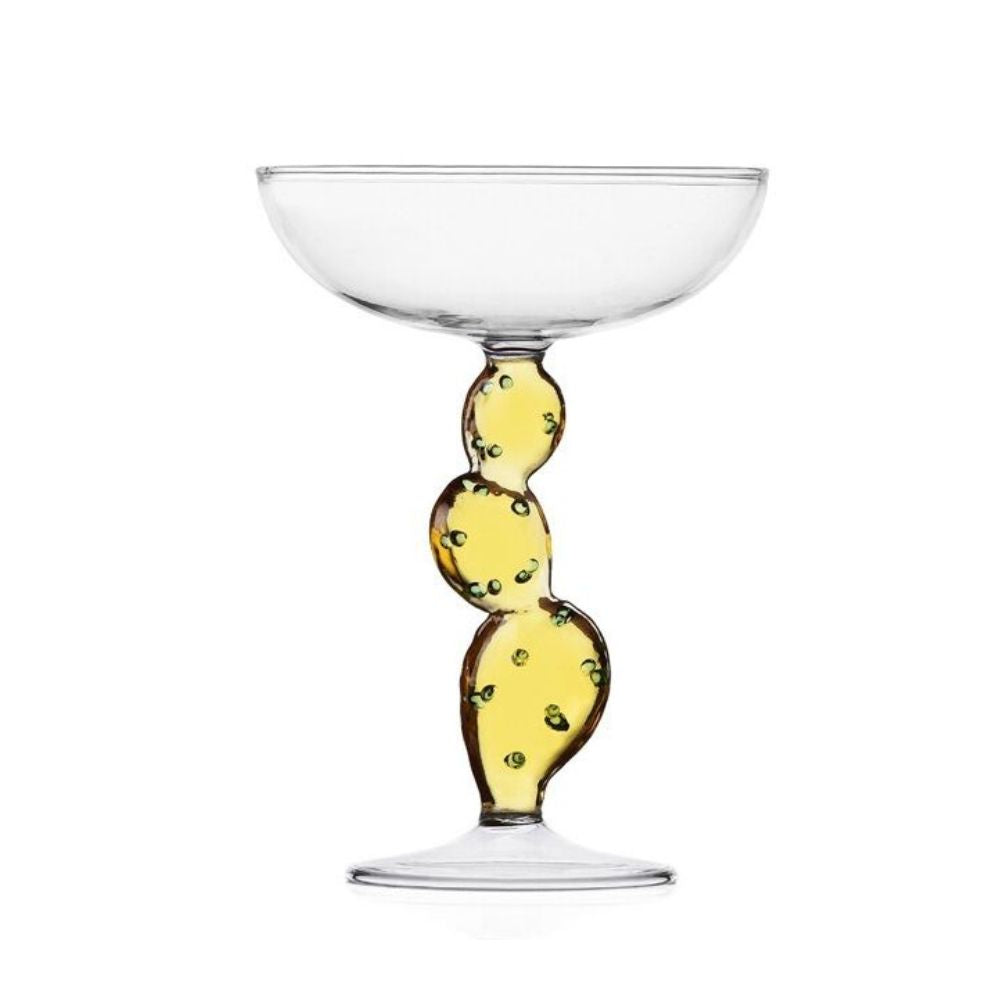 Champagne coupe glass, Cactus Yellow, Desert Plants by Alessandra Baldereschi - ICHENDORF
