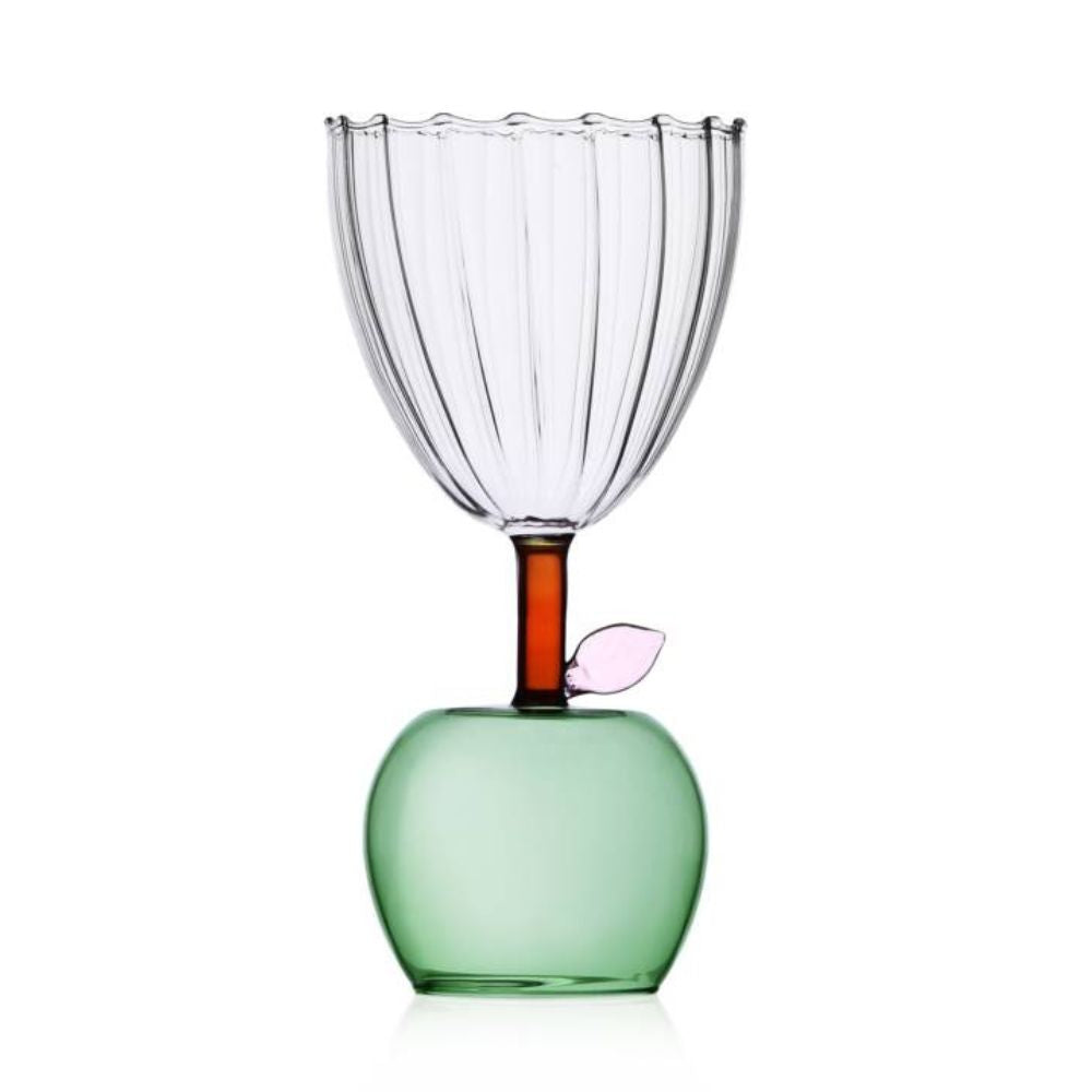 Wine glass, with apple stem, green, Fruits and Flower by Alessandra Baldereschi - ICHENDORF