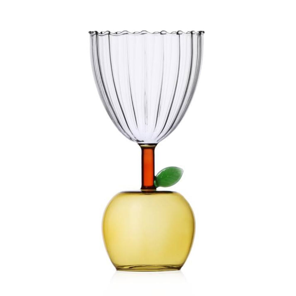 Wine glass, with apple stem, yellow, Fruits and Flower by Alessandra Baldereschi - ICHENDORF