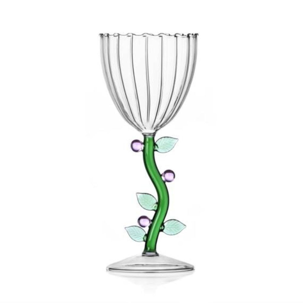 Wine glass, pink flower, Botanica by Alessandra Baldereschi - ICHENDORF