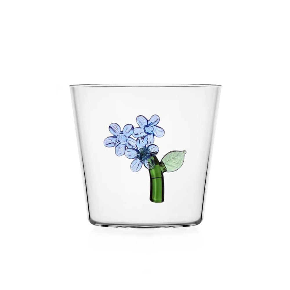 Water glass, light blue flower, Botanica by Alessandra Baldereschi - ICHENDORF