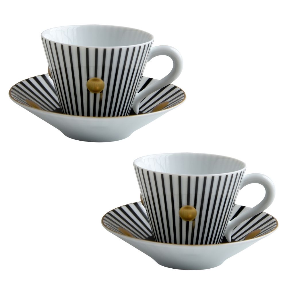 Set of 2 coffee cups and saucers, Delphos anthracite by Olivier Gagnere - Bernardaud