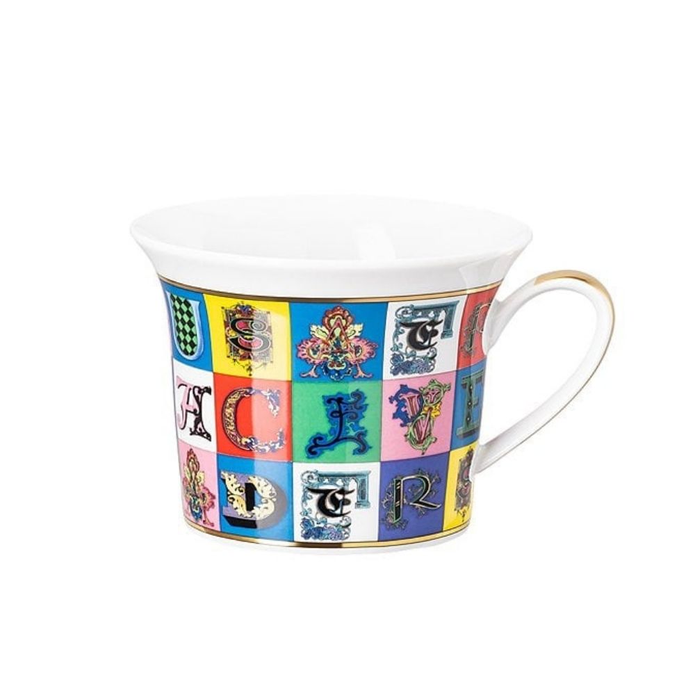 Cappuccino cup and saucer, Holiday Alphabet - VERSACE