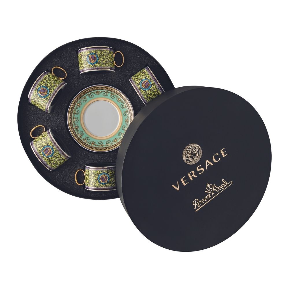 Set of 6 tea cups and saucers, Barocco Mosaic - VERSACE