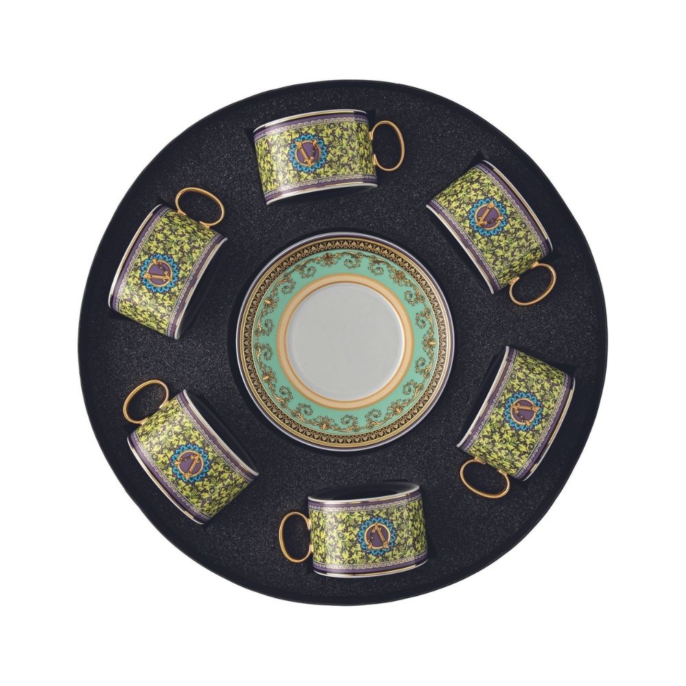 Set of 6 tea cups and saucers, Barocco Mosaic - VERSACE
