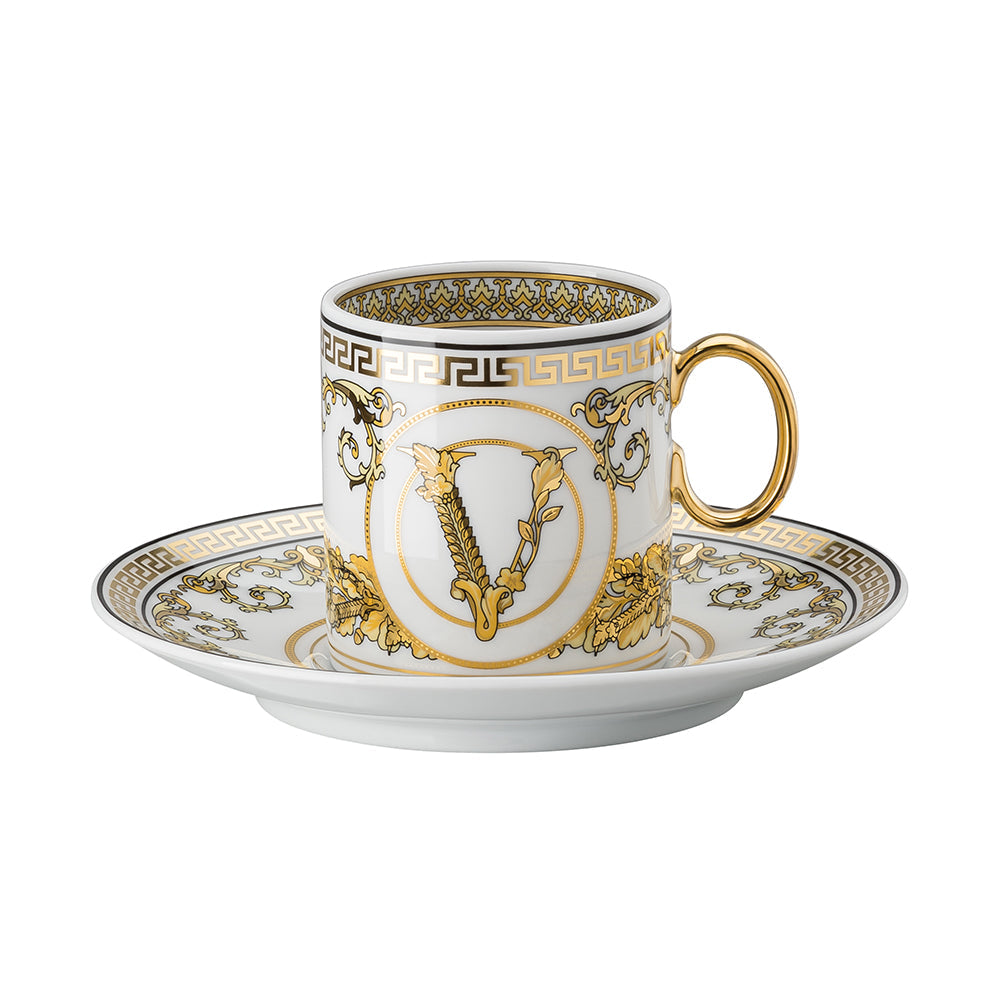 Espresso cup and saucer, Virtus Gala White - VERSACE