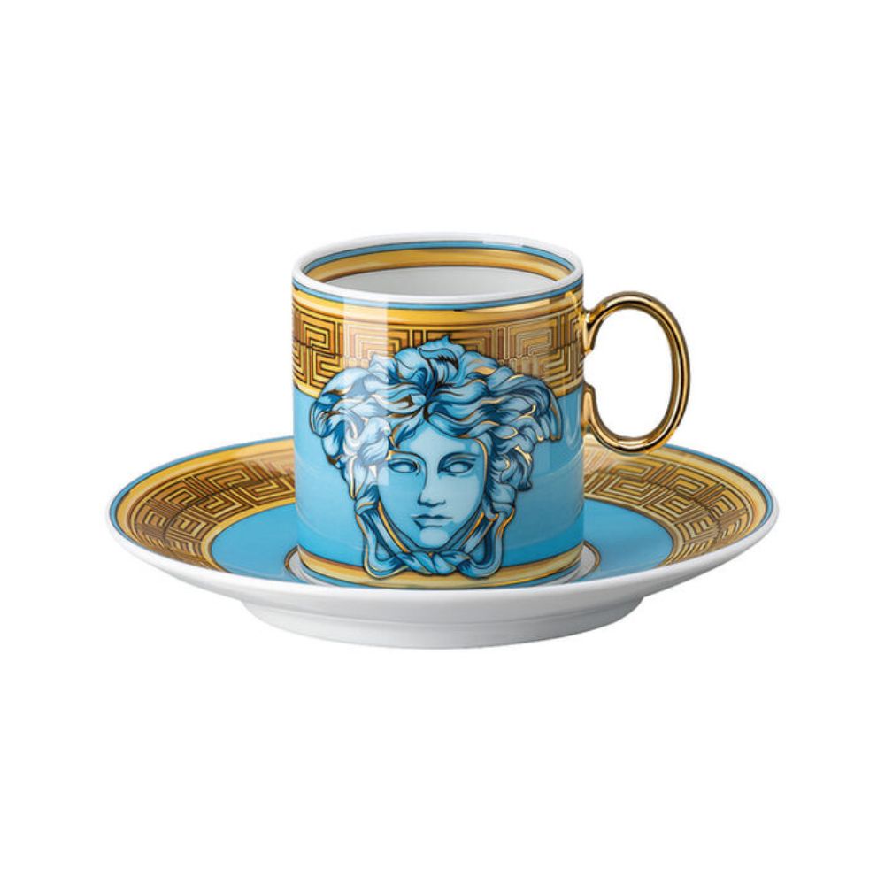 Espresso cup and saucer, Medusa Amplified Blue Coin - VERSACE