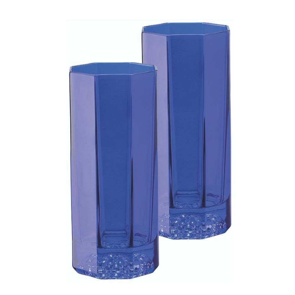 Set of two tall glasses, Medusa Lumiere Blue - VERSACE