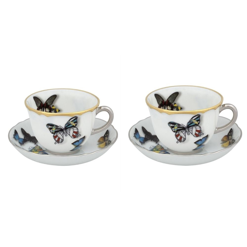 Set of 2 coffee cups (3.4 fl oz) with saucers, Butterfly Parade - CHRISTIAN LACROIX