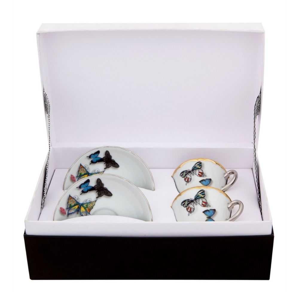 Set of 2 coffee cups (3.4 fl oz) with saucers, Butterfly Parade - CHRISTIAN LACROIX