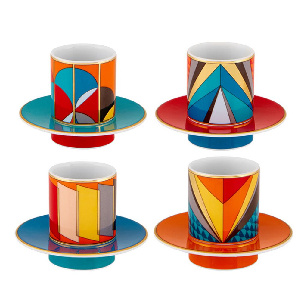 Set of 4 coffee cups and saucers, Futurismo - VISTA ALEGRE