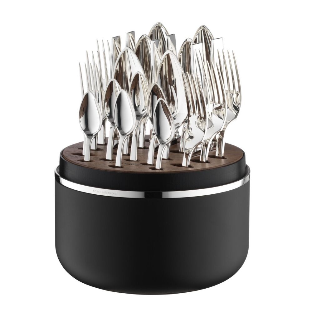 Silver-Plated Flatware Set, 24 Pieces, Riva Marble Cut - ROBBE & BERKING