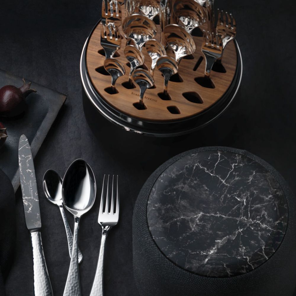 Silver-Plated Flatware Set, 24 Pieces, Martele Marble Cut - ROBBE & BERKING