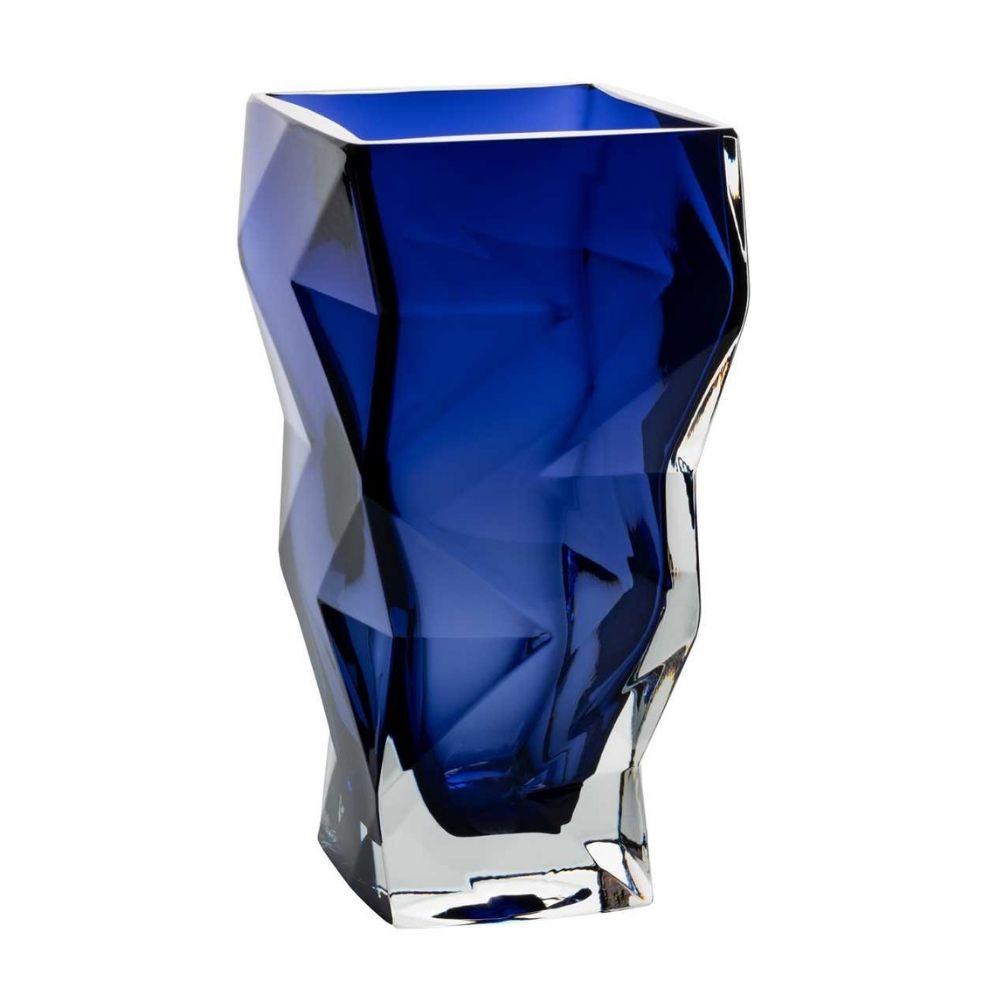 Blue crystal vase, 11 inches, Fractal - VISTA ALEGRE